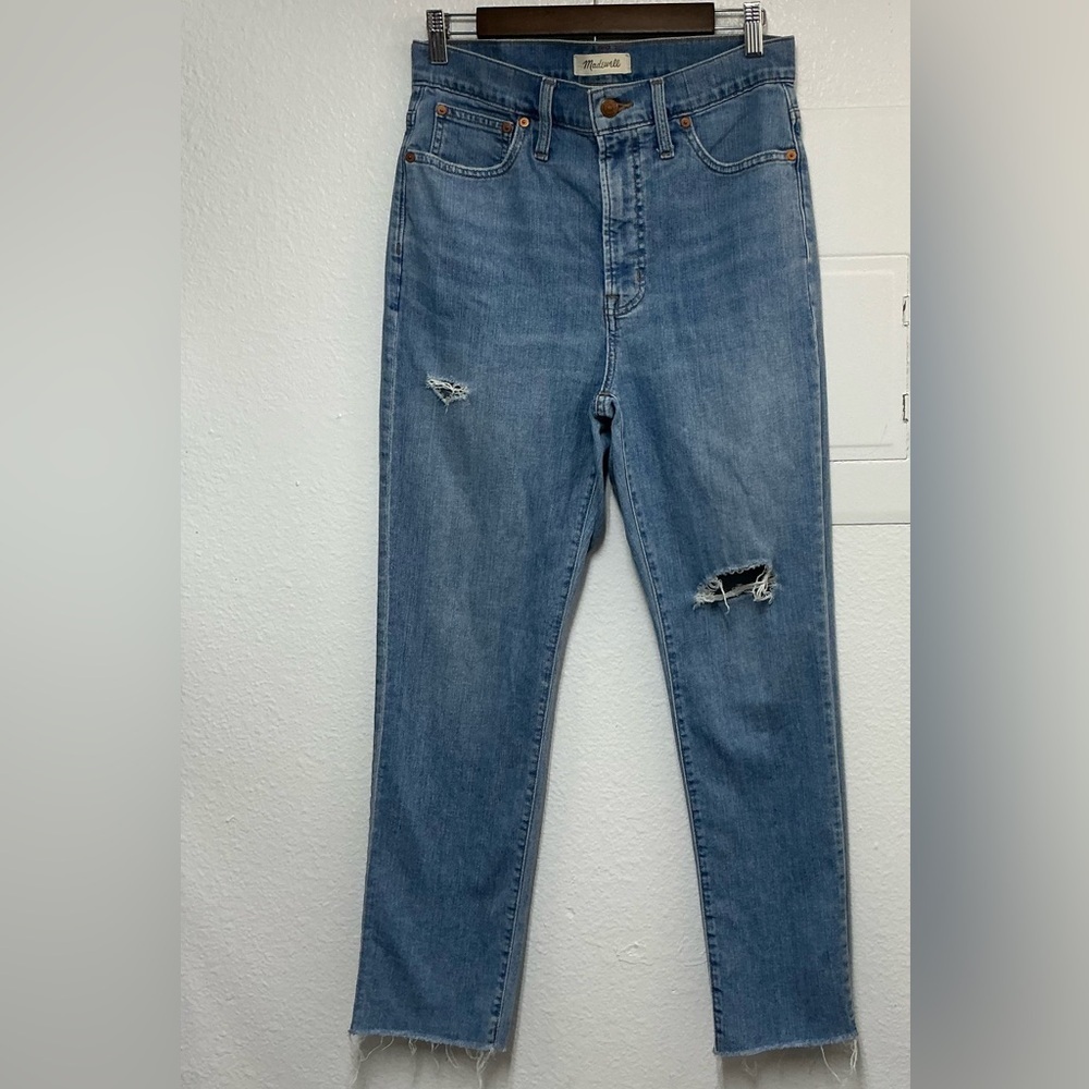 Madewell The Perfect Vintage Blue Distressed Straight-Leg Jeans
